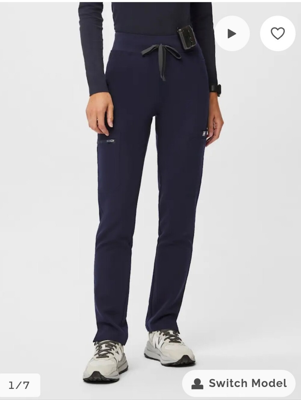 Figs Yola High Waisted Scrub Pants - Navy